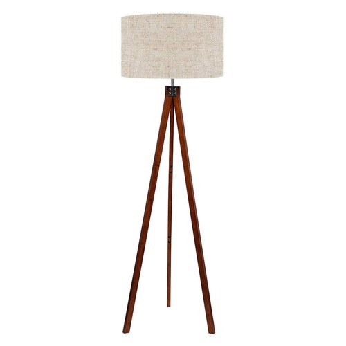 Wood tripod floor - wood, lamp
