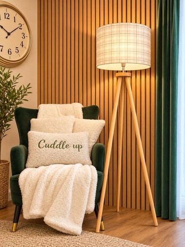 Wooden tripod floor - lamp, &