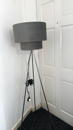 Tripod floor lamp grey drum - floor,