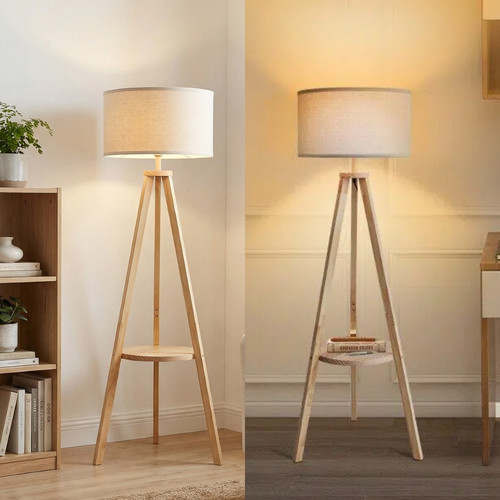 Tripod floor lamp - lamp, shelf