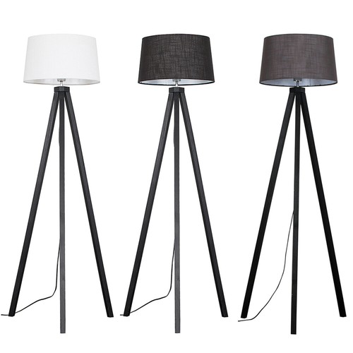 Black wood floor lamp standard - black,