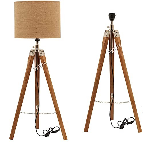Wood tripod floor lamp - wood, vintage